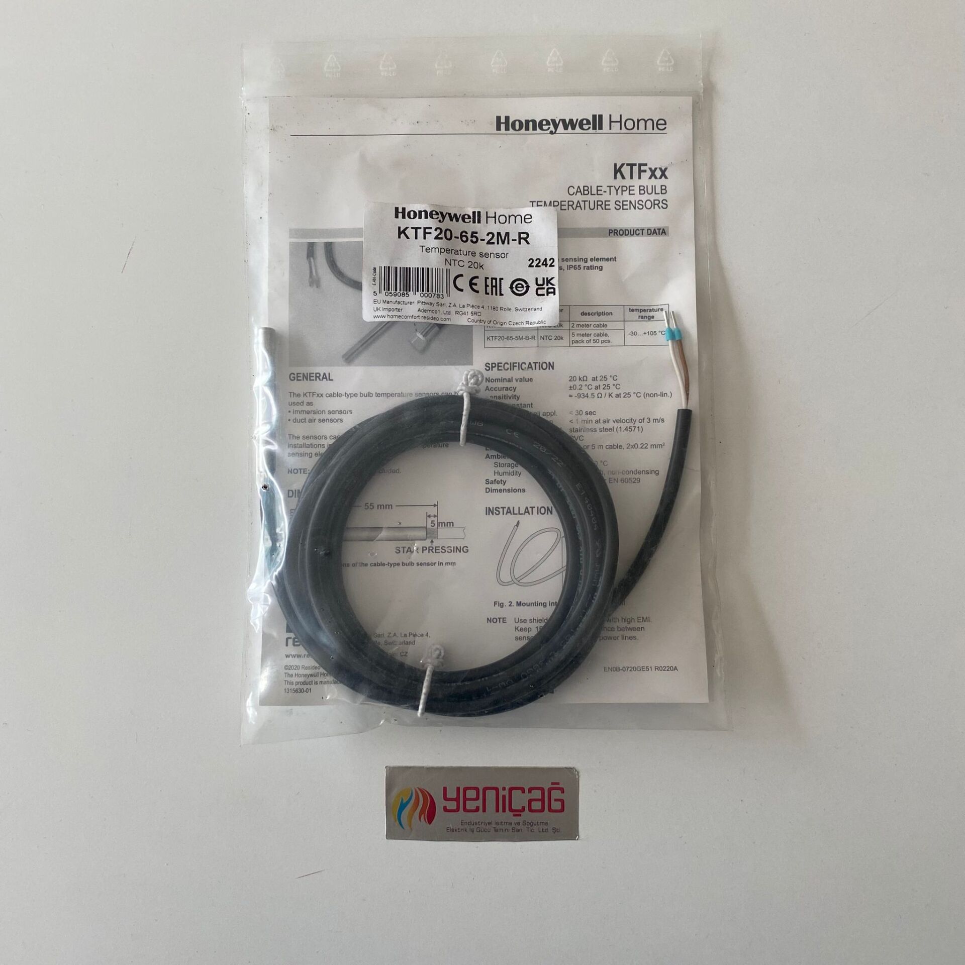 HONEYWEEL KTF20-65-2M-R KABLO TİPİ SICAKLIK SENSÖRÜ, NTC20, KOVANSIZ