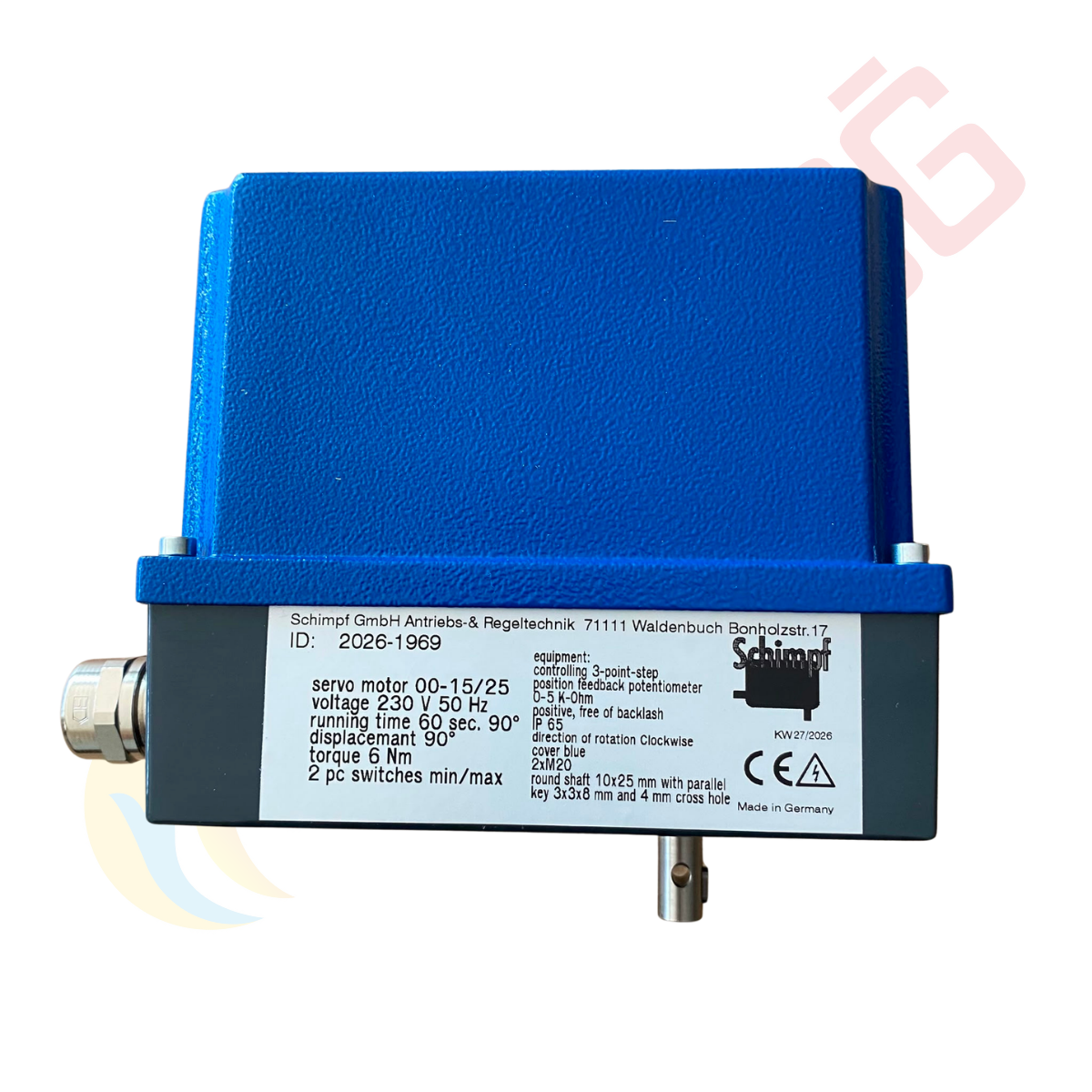 Schimpf 00-15/25 Servo Motor 6 Nm 230V AC – 90° Dönüş, 60 sn, 0-5KΩ Potansiyometreli